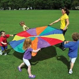 Игра парашют большого размера 3 метра с 16-ю ручками (4-х цветный)