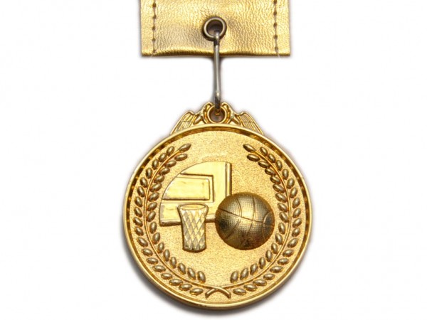 Медаль спортивная с лентой Золото "Баскетбол" Диаметр 6,5см