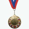 Медаль цветная триколор (без жетона) ЗОЛОТО, СЕРЕБРО, БРОНЗА, диаметр 6см, с лентой триколор (мод.Т6) 