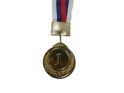 Медаль ЗОЛОТО, СЕРЕБРО, БРОНЗА, диаметр 5см. лента триколор  (мод.PF)