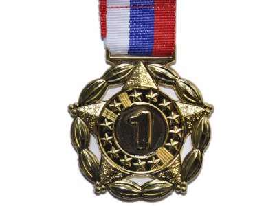Медаль ДВУХСТОРОННЯЯ  ЗОЛОТО, СЕРЕБРО, БРОНЗА, диаметр 5см с лентой (мод.1904/1)