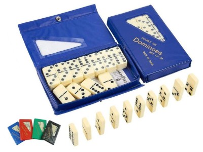 Домино пластиковое белое, кость 48×24×9 мм с шариком, в мягком чехле