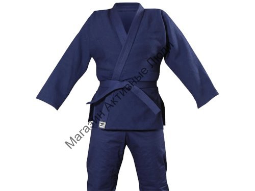 Кимоно дзюдо синее 100% хлопок, плотность куртки 650-670гр./кв.м., плотность брюк 330-370гр./кв.м